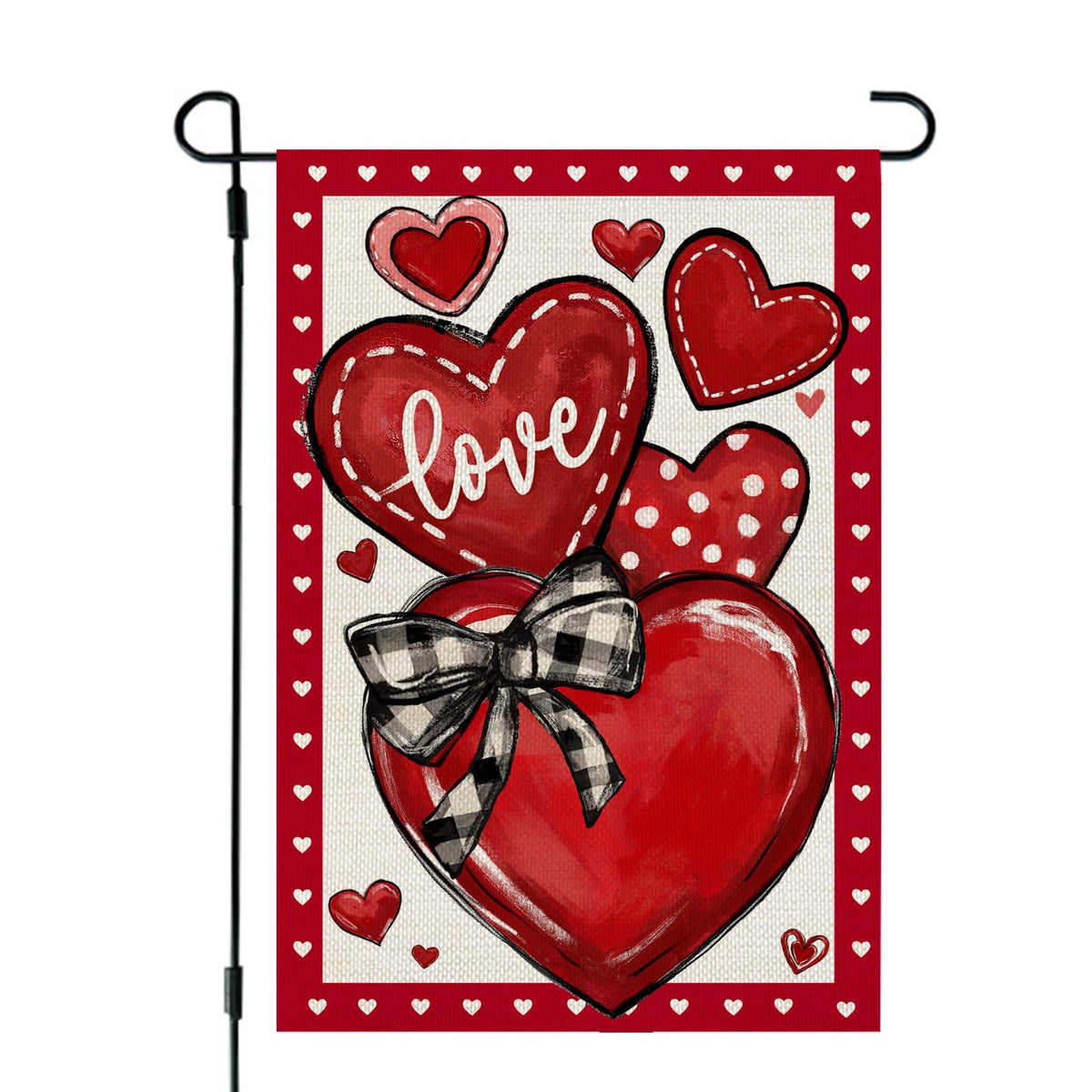 Valentines Day Garden Flag Love Heart 12x18 Inch Single-Side Print Red Welcome Decoration