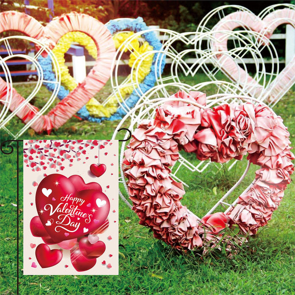 Valentine's Day Garden Flag Seasonal Heart Garden Flag Outdoor Flag Welcome Single-Side 12x18 Inch Flag