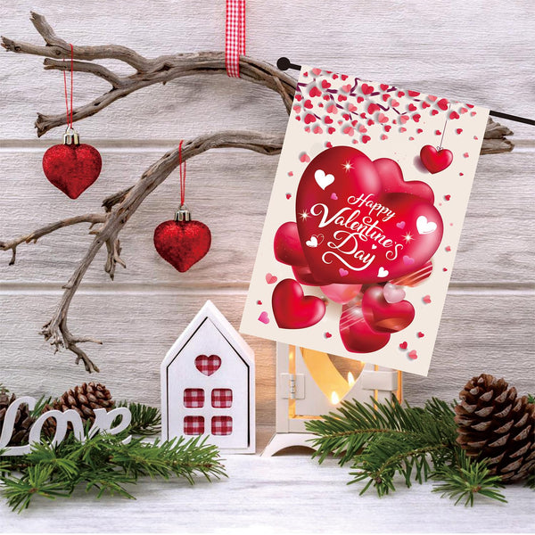 Valentine's Day Garden Flag Seasonal Heart Garden Flag Outdoor Flag Welcome Single-Side 12x18 Inch Flag