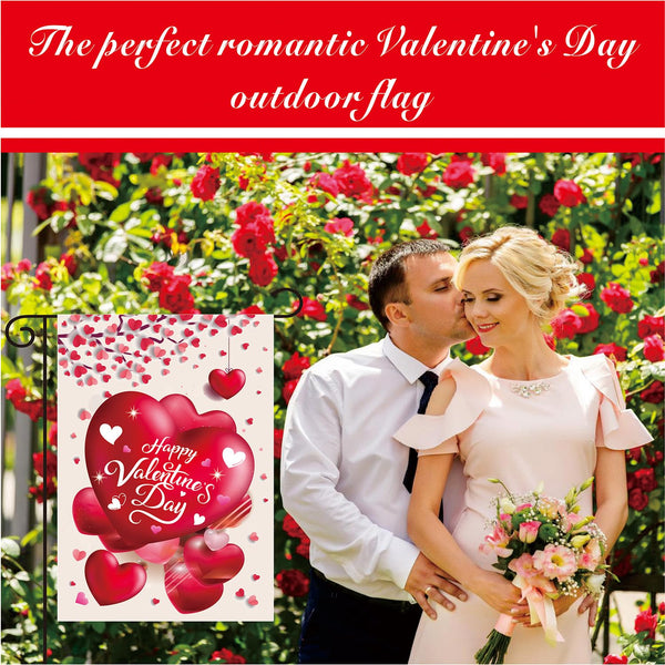 Valentine's Day Garden Flag Seasonal Heart Garden Flag Outdoor Flag Welcome Single-Side 12x18 Inch Flag