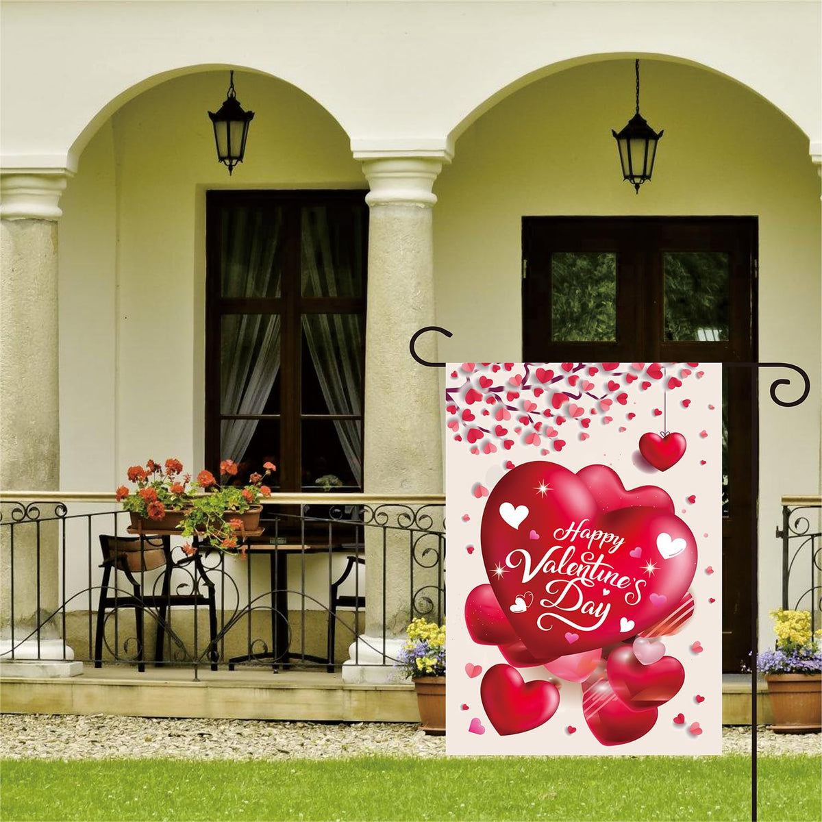 Valentine's Day Garden Flag Seasonal Heart Garden Flag Outdoor Flag Welcome Single-Side 12x18 Inch Flag