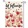 Valentines Day Love Hearts Garden Flag 12x18 Inch 1-Side Outside, Floral Welcome Anniversary Yard Flag