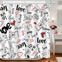 Valentines Shower Curtain, 70.8"Valentine's Love Heart Shower Curtain Black and White Bathroom Decor