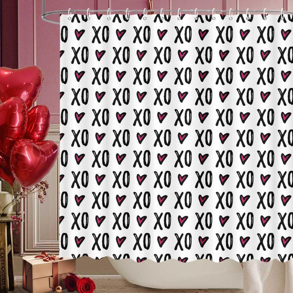 Valentines Shower Curtain for Bathroom, 70.8"XOXO Bathroom Curtain Valentines Bathroom Decor