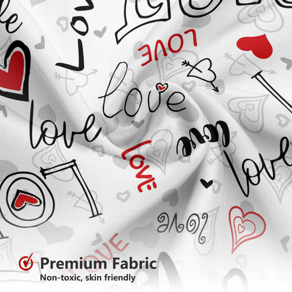 Valentines Shower Curtain, 70.8"Valentine's Love Heart Shower Curtain Black and White Bathroom Decor