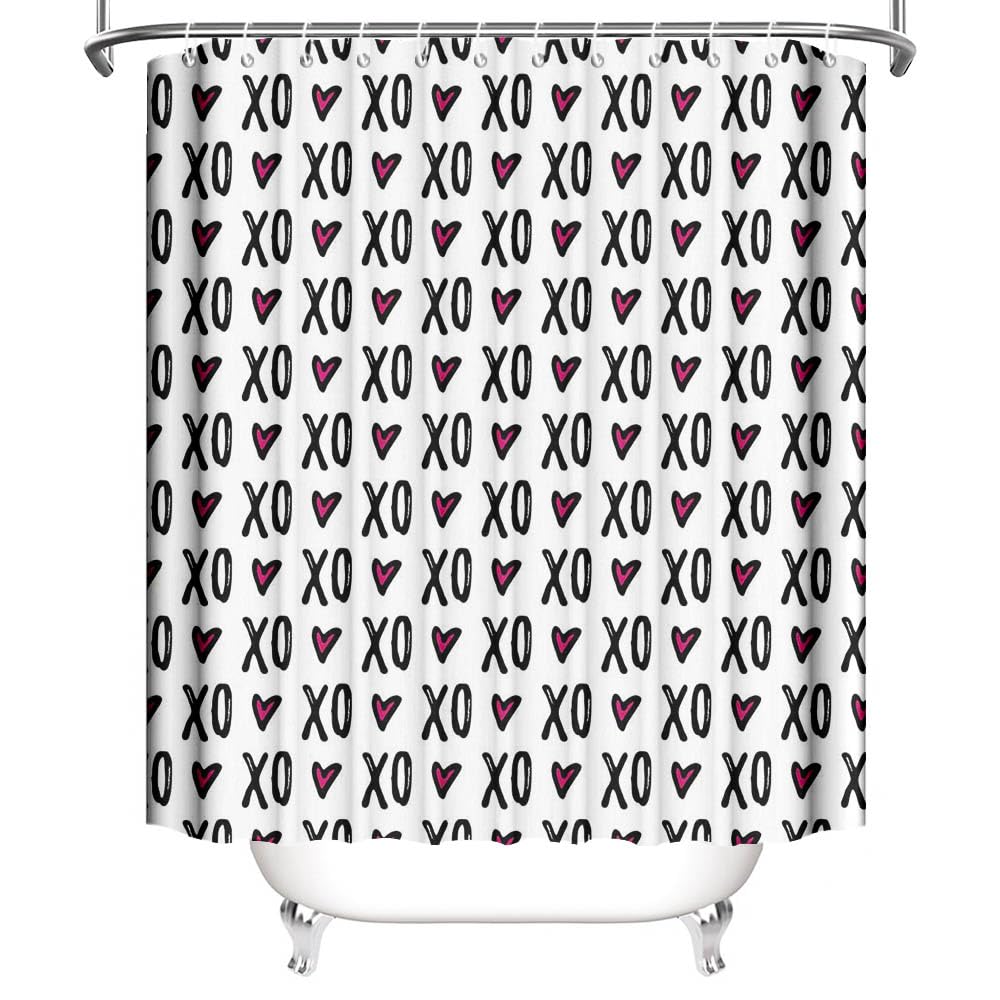 Valentines Shower Curtain for Bathroom, 70.8"XOXO Bathroom Curtain Valentines Bathroom Decor