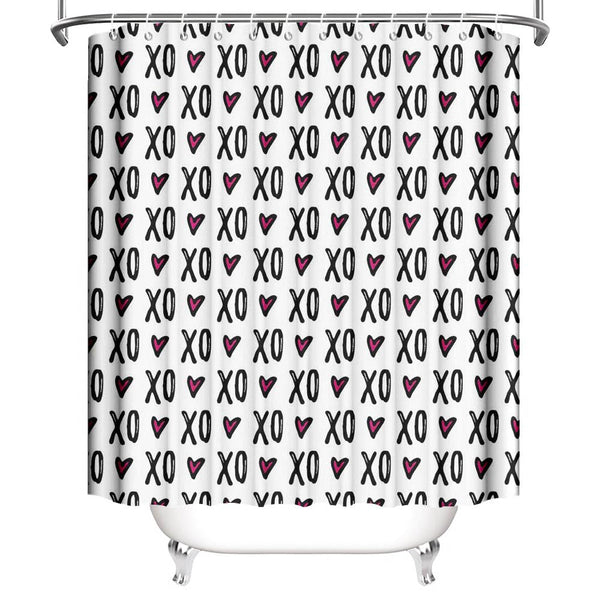 Valentines Shower Curtain for Bathroom, 70.8"XOXO Bathroom Curtain Valentines Bathroom Decor