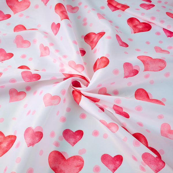 70.8"x70.8" Valentine's Shower Curtain with 12pcs Hooks, Red Hearts Day Shower Curtain for Valentine Bathroom
