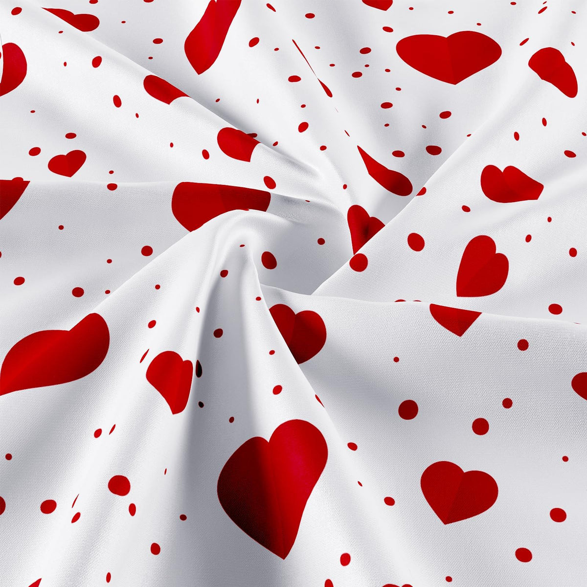 70.8"x70.8" Valentine's Shower Curtain with 12pcs Hooks, Red Hearts Day Shower Curtain for Valentine