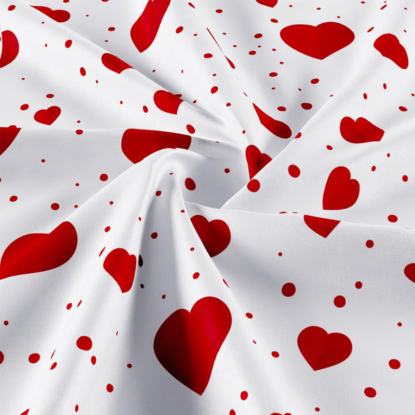 70.8"x70.8" Valentine's Shower Curtain with 12pcs Hooks, Red Hearts Day Shower Curtain for Valentine
