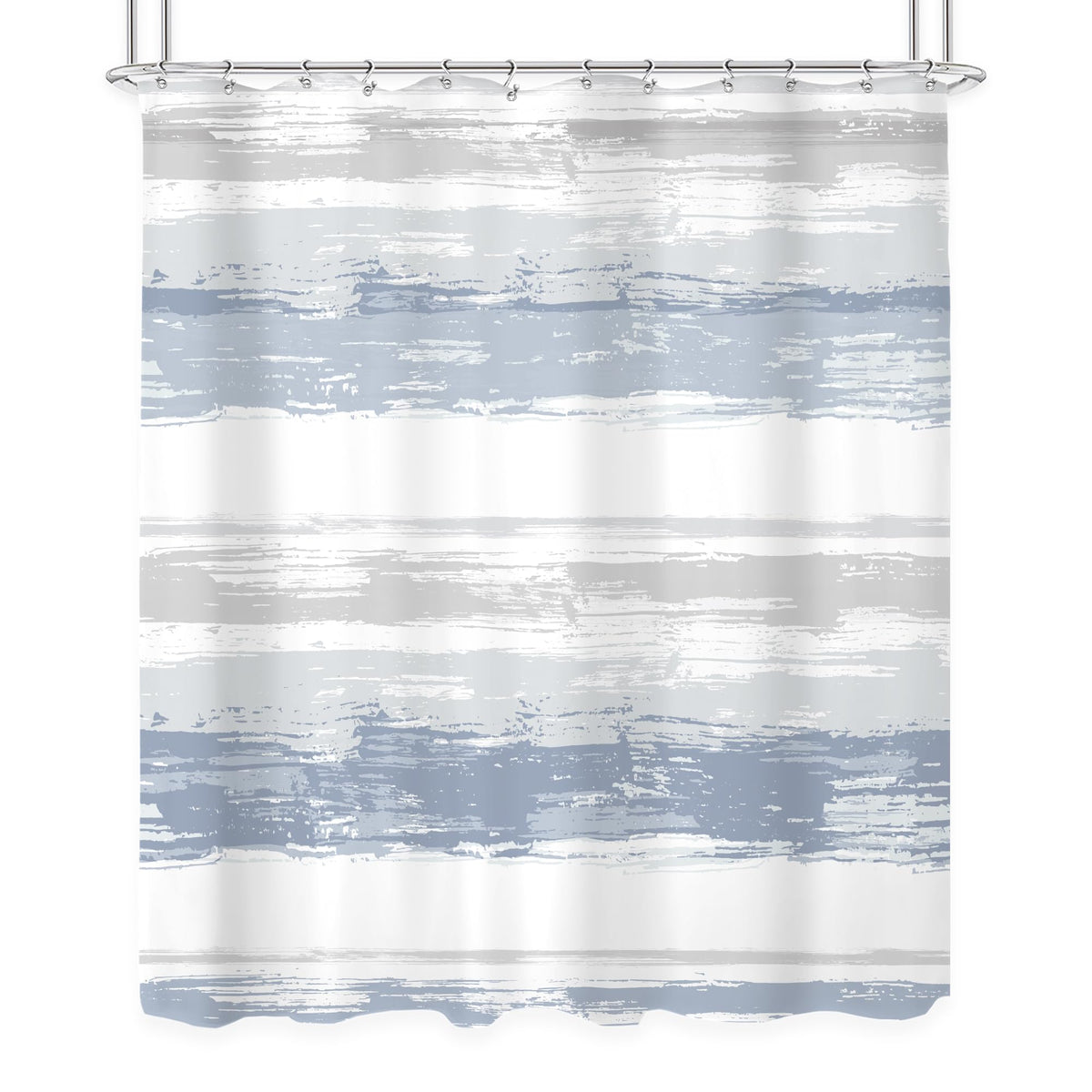 Abstract Blue Shower Curtain for Bathroom Decor 70.8" Modern White Grey Striped Aesthetic Minimalist