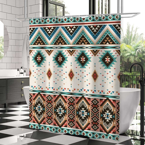 Aztec Shower Curtain,70.8" Beige Vintage Southwestern Native Tribal Pattern Western Boho Bath Curtains