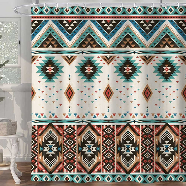 Aztec Shower Curtain,70.8" Beige Vintage Southwestern Native Tribal Pattern Western Boho Bath Curtains
