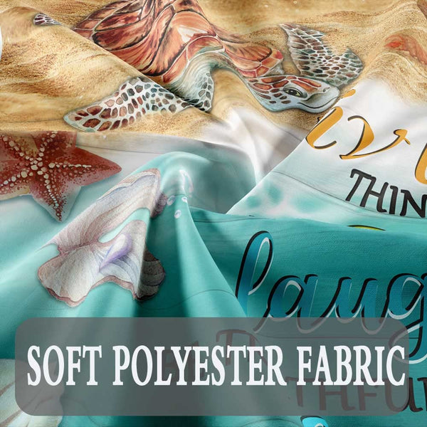 Beach Shower Curtain, 70.8" Sea Turtle Coastal Ocean Fish Rustic Vintage Waterproof Polyester