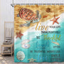 Beach Shower Curtain, 70.8" Sea Turtle Coastal Ocean Fish Rustic Vintage Waterproof Polyester