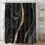 70.8"Black Marble Shower Curtain Sets Gold Shower Curtain Modern Abstract Waterproof Polyester fabric