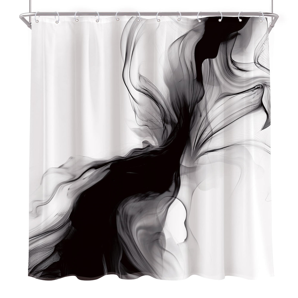Black and White Shower Curtain 70.8" Abstract Modern Ombre Grey Minimalist Marble Shower Curtain