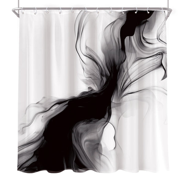 Black and White Shower Curtain 70.8" Abstract Modern Ombre Grey Minimalist Marble Shower Curtain