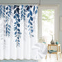 Blue Eucalyptus Shower Curtains, 70.8"Floral Watercolor Leaves on Top Shower Curtain Botanical Nature