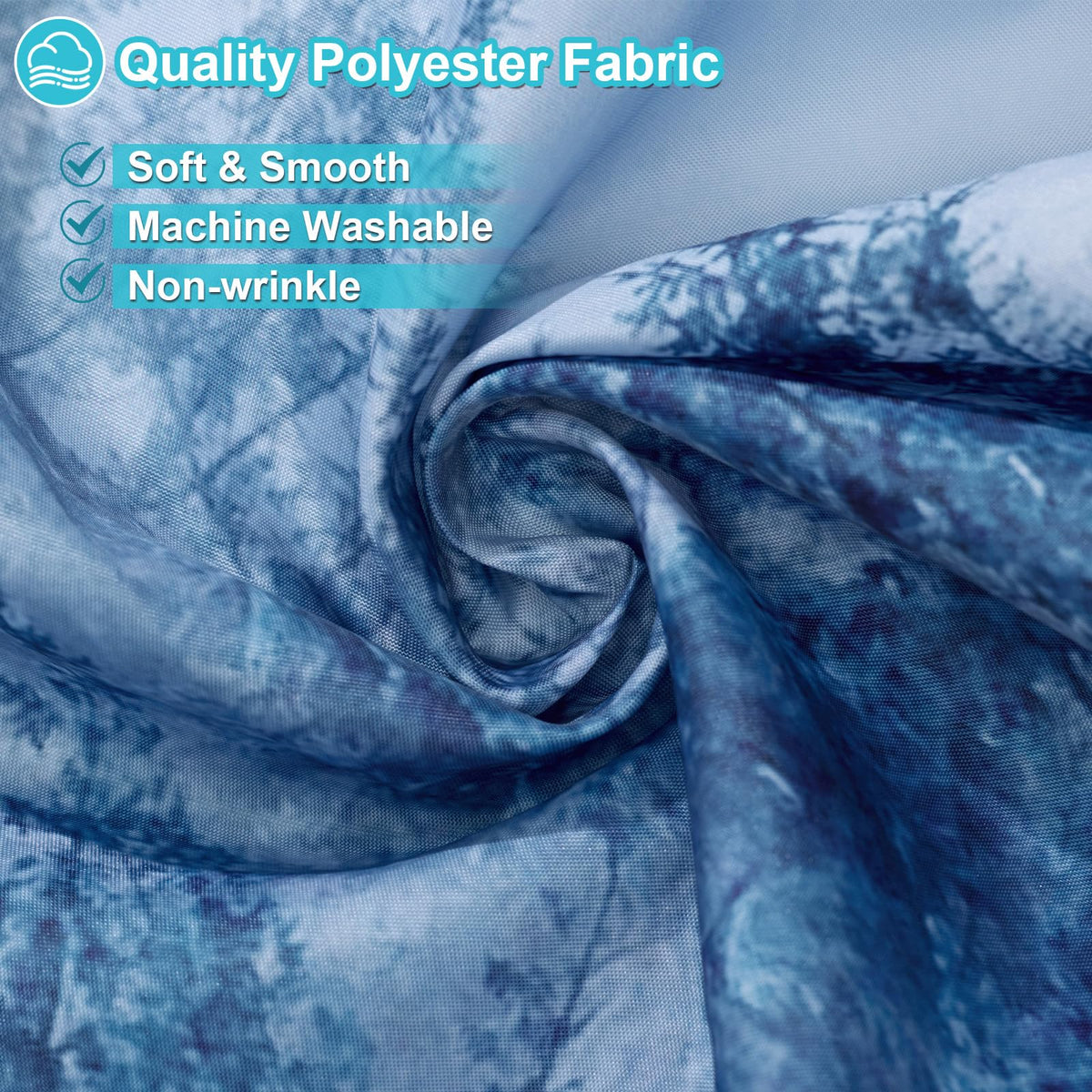 Blue Shower Curtain, 70.8"Misty Forest Nature Woodland Decorative Pine Tree Fog Magic Bath Curtain
