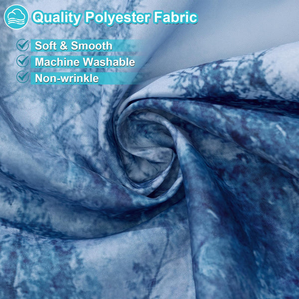 Blue Shower Curtain, 70.8"Misty Forest Nature Woodland Decorative Pine Tree Fog Magic Bath Curtain