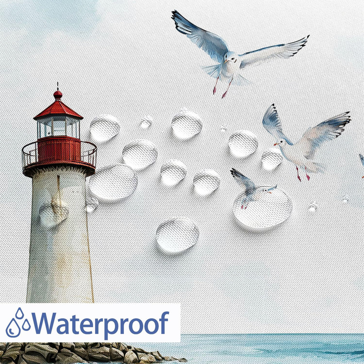 Coastal Beach Shower Curtain 70.8", Nautical Lighthouse Sailboat Ocean Seaside Seascape Shower Curtain