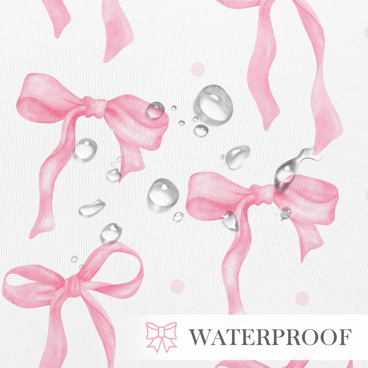 Cute Bow Shower Curtain, Pink Aesthetic Bowknot Minimalist White Waterproof Polyester,70.8 Inch