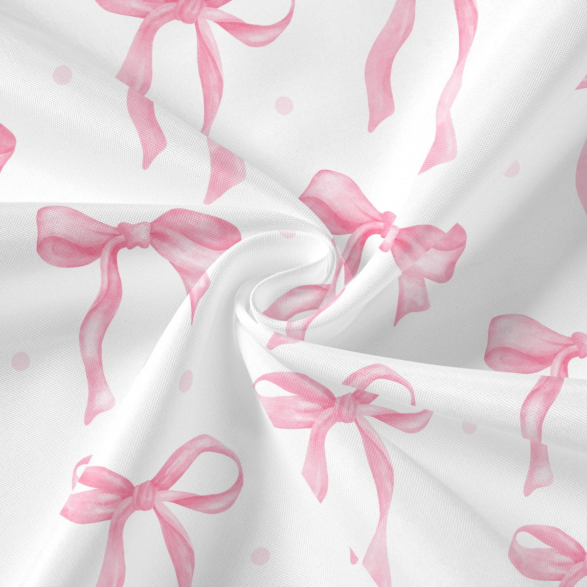 Cute Bow Shower Curtain, Pink Aesthetic Bowknot Minimalist White Waterproof Polyester,70.8 Inch