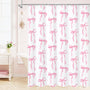 Cute Bow Shower Curtain, Pink Aesthetic Bowknot Minimalist White Waterproof Polyester,70.8 Inch