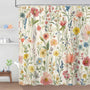 Floral Shower Curtain, 70.8" Vintage Flower Watercolor Plant Style Shower Curtain, Boho Colorful Wildflower