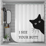 Funny Cat Shower Curtain 70.8" Farm Waterproof Fabric Shower Curtain with Hooks - I See Your Butt