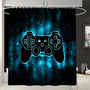 70.8" Game Shower Curtain for Boy - Blue and Black Gaming Kids Gamer Waterproof Polyester Shower Curtains