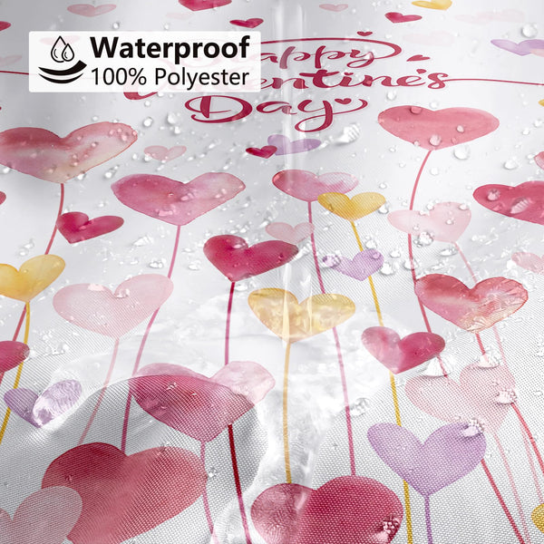 Happy Valentine's Day Shower Curtain,70.8"Watercolor Red and Pink Sweet Love Hearts Shower Curtain