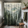 70.8"Mountain Shower Curtain Green Forest Nature Shower Curtains Rustic Woodland Pine Tree Landscape