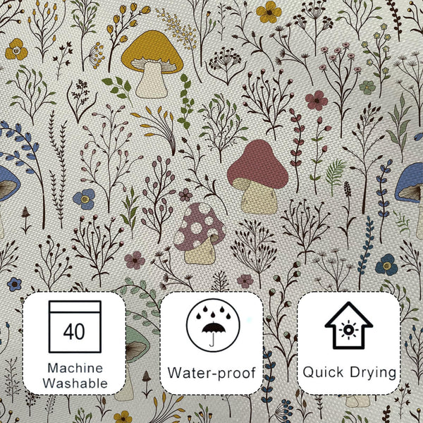70.8"Mushroom Shower Curtain, Cute & Funky Waterproof Polyester Fabric Shower Curtain Set with Hooks