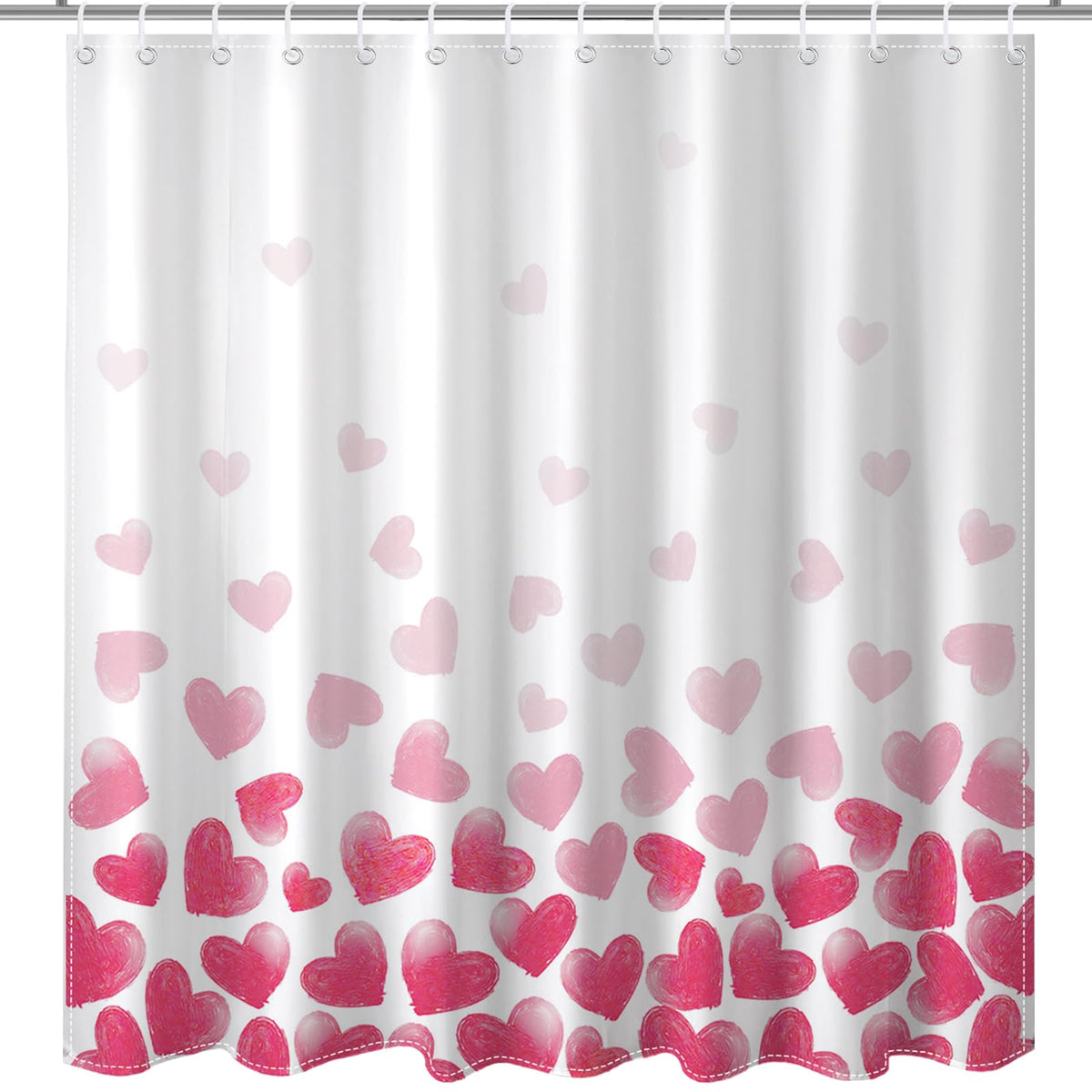 Pink Heart Shower Curtain, 70.8"Sweet Love Romantic Heart Valentines Day Decorations Bath Curtain