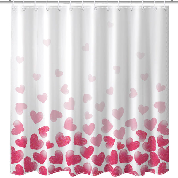 Pink Heart Shower Curtain, 70.8"Sweet Love Romantic Heart Valentines Day Decorations Bath Curtain