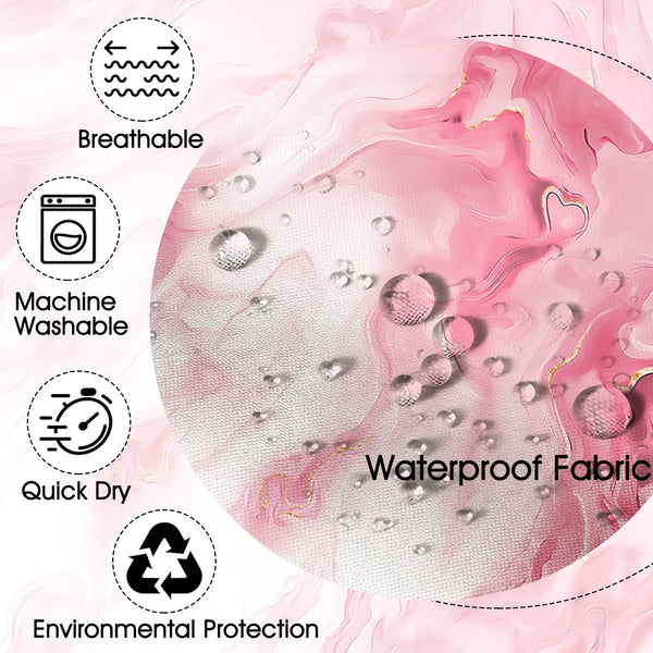 70.8"Pink Marble Shower Curtain for Bathroom, Abstract Pink and White Shower Curtain with Hooks Modern Art Decor