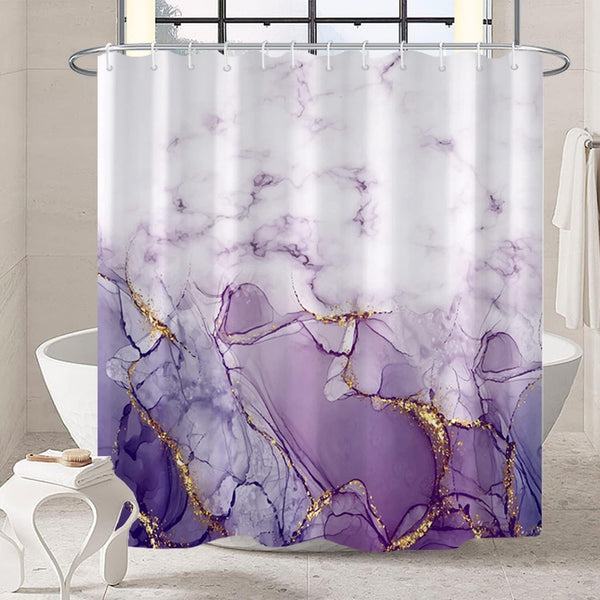70.8" Purple Shower Curtain, Abstract Marble Shower Curtain for Bathroom Waterproof Fabric
