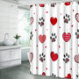 Red Heart Shower Curtain 70.8" Valentines Heart Paw Print Striped Dot Plaid Sweet Love Romantic Couple