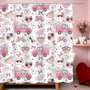 70.8"Retro Valentines Shower Curtain,70s Groovy Cute Love Heart Truck Rainbow Shower Curtains