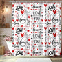 Romantic Valentines Shower Curtain I Love You Words Red Hearts Bath Curtain Romance Couple Valentine, 70.8"