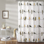 Rowley Birds Shower Curtain, 70.8" Yellow & Gray Colorful Floral Bird Pattern Whimsical & Playful Bird