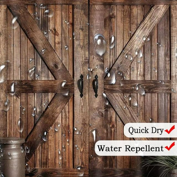 70.8"Rustic Barn Door Shower Curtain, Farmhouse Western Vintage Countryside Brown Wood Board Bath Curtains