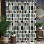 Sage Green Shower Curtain,Bohemian Green Checkered Waterproof Polyester,70.8×70.8 Inch