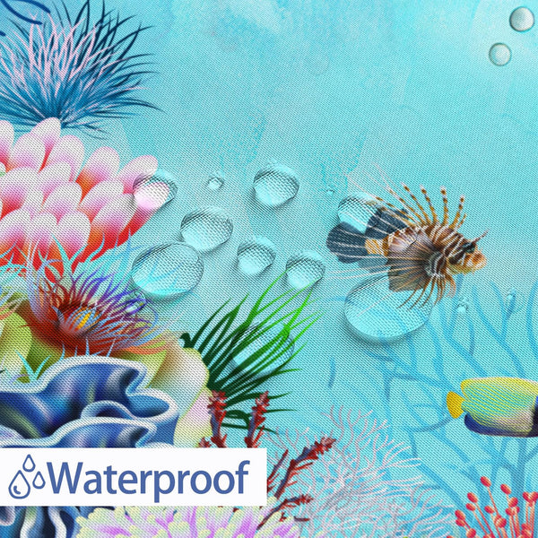 Sea Turtle Shower Curtain 70.8" - Blue Ocean Underwater Marine Life With Octopus, Fish, Coral - Coastal Nautical