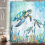Sea Turtle Shower Curtain Coastal Beach Decoration Nautical Shower Curtains, 70.8"x70.8"