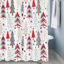Christmas Shower Curtain New Year Holiday Winter Snowflake Merry Christmas Tree Shower Curtains 70.8 Inch