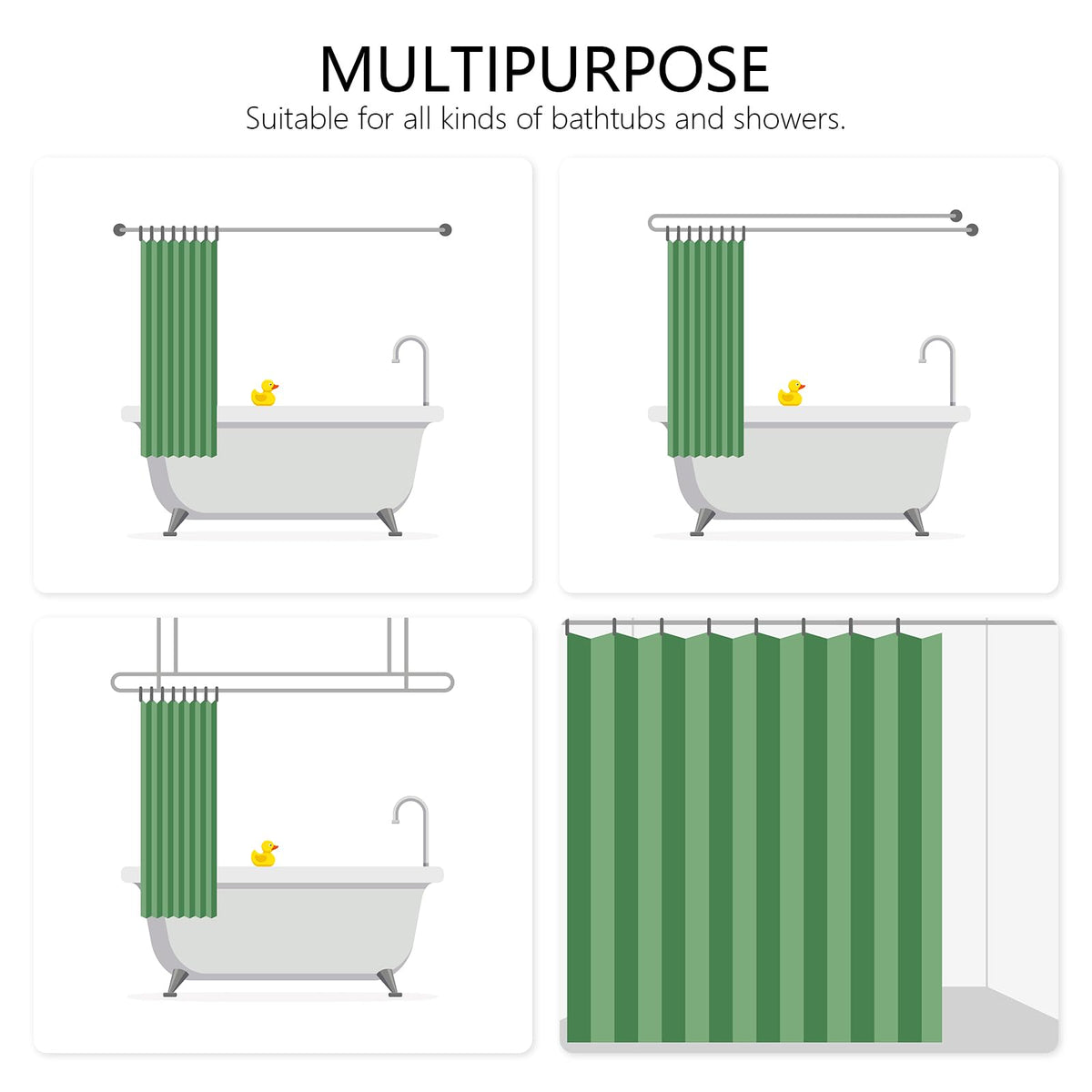 70.8" St. Patrick's Day Clover Shower Curtain Shamrock Waterproof Polyester Bathroom Curtain