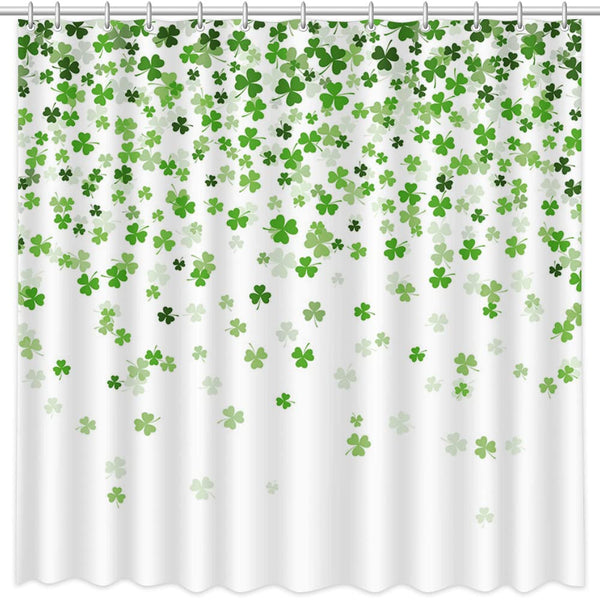 70.8" St. Patrick's Day Clover Shower Curtain Shamrock Waterproof Polyester Bathroom Curtain